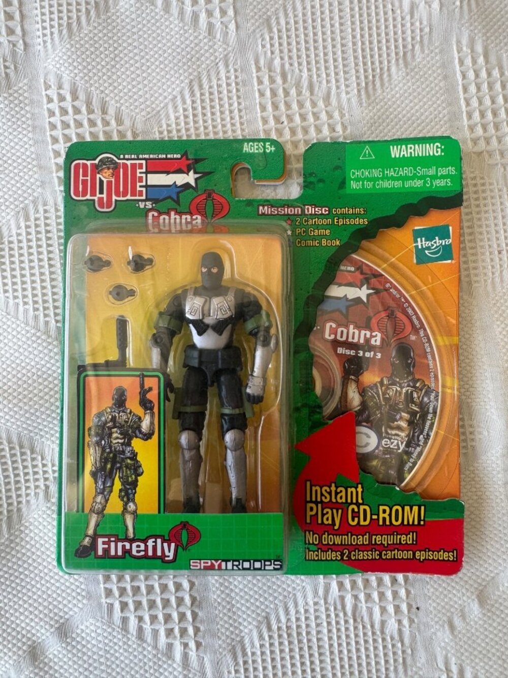 G I Joe Vs Cobra Firefly Spy Troops Action Figure and CD ROM Hasbro 2003 NEW